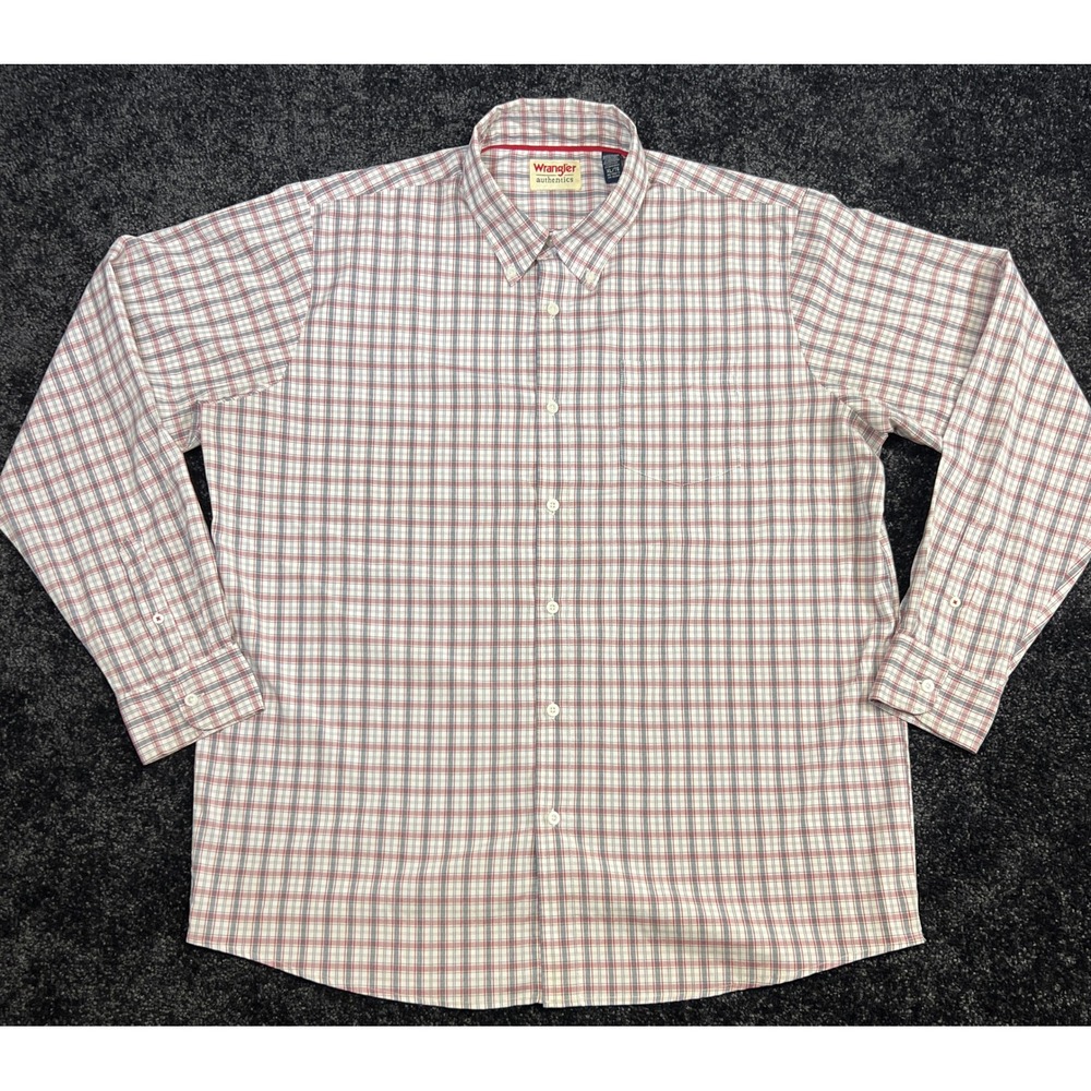 Wrangler‎ Authentics Mens XL Plaid Button Up Shirt Long Sleeve Casual